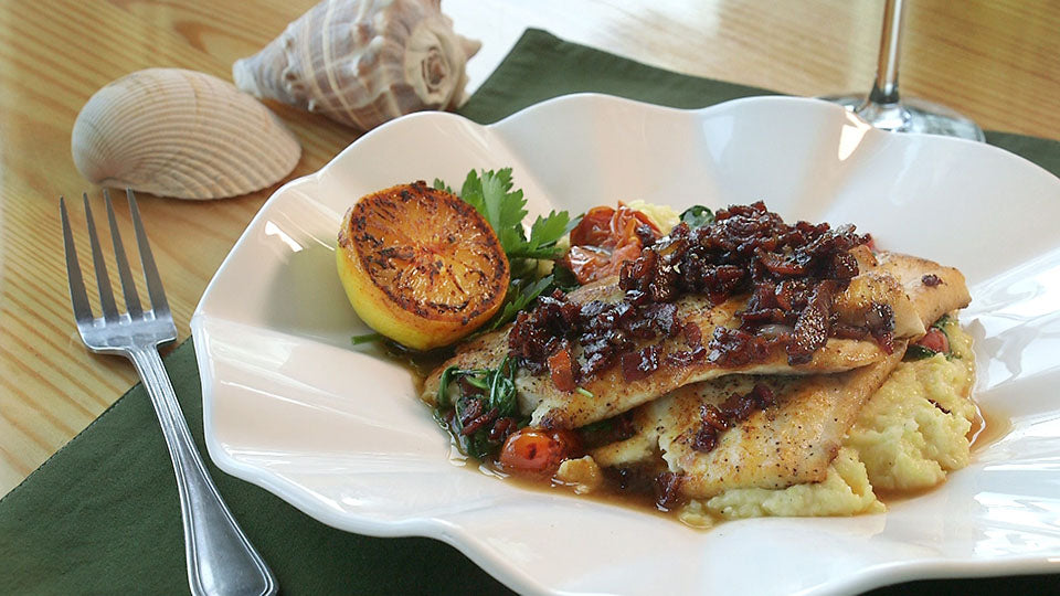 Pan Seared Dogfish and Grits
