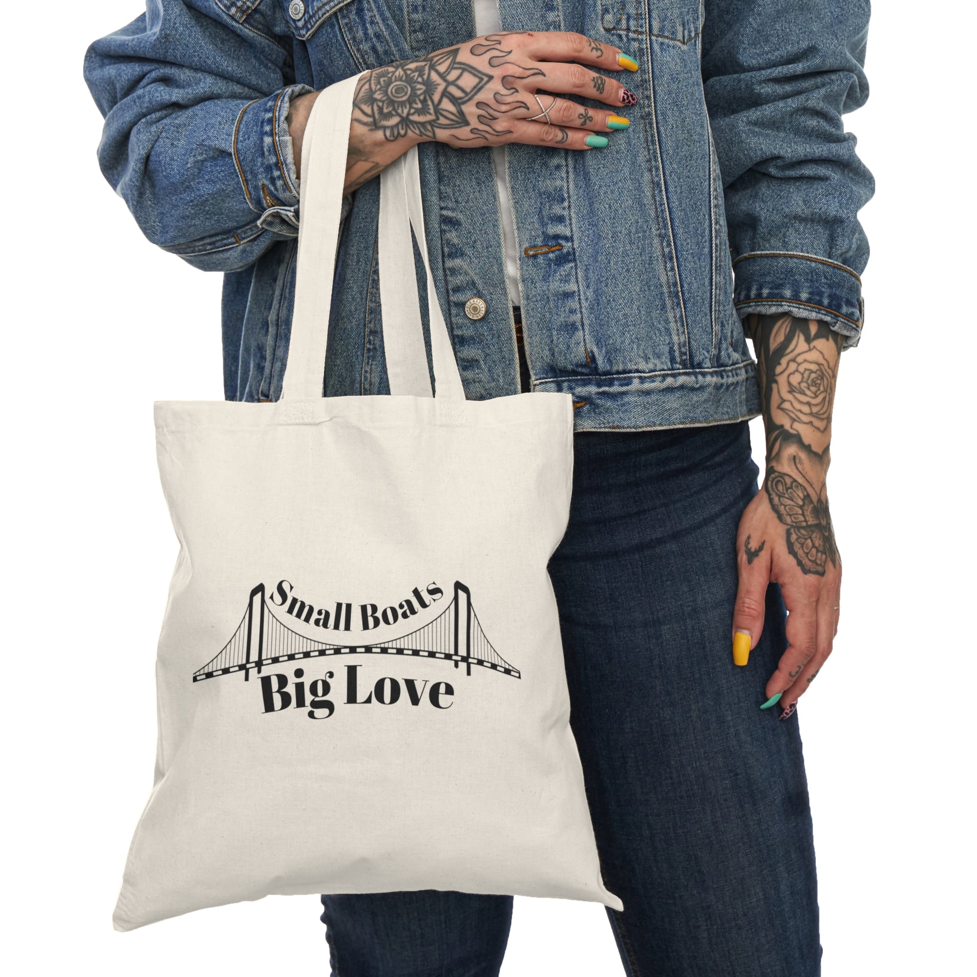 Small Boats, Big Love tote bag