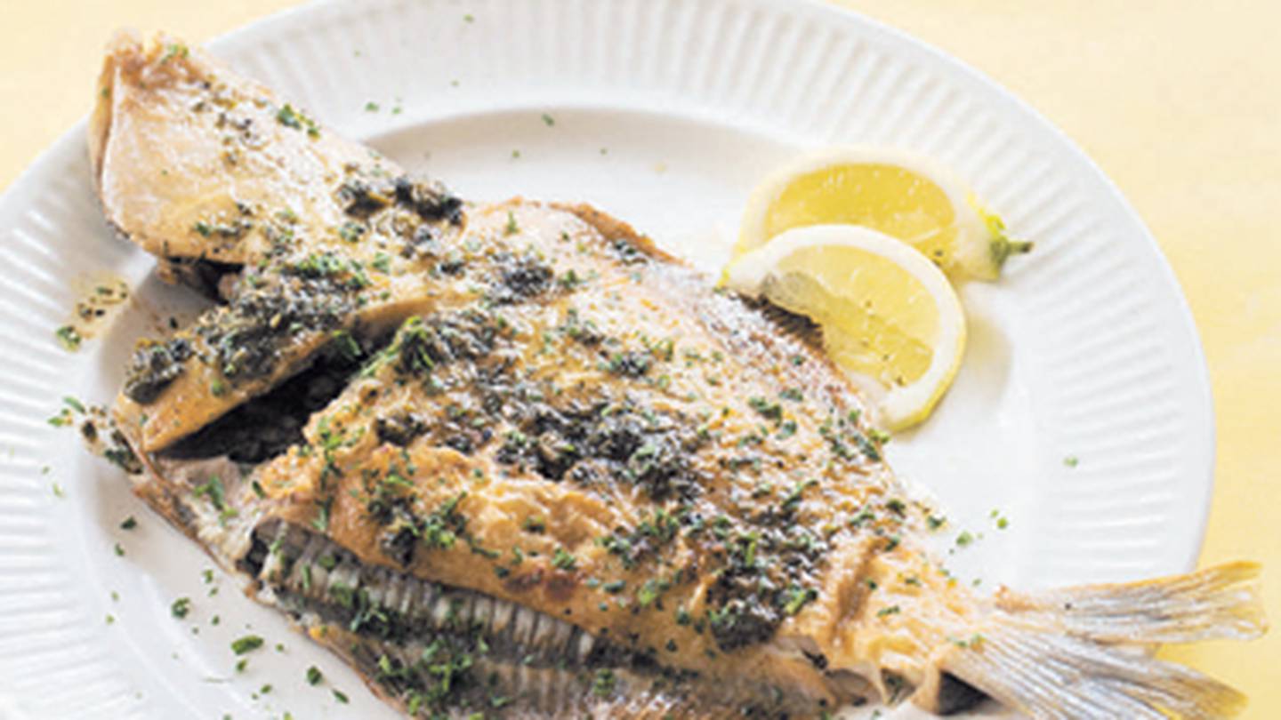 Photo of a whole fried flounder by Tamara West