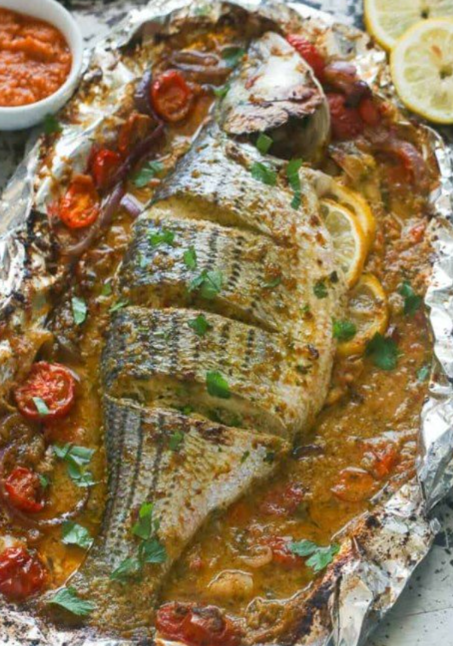 Whole Baked Sea Bass